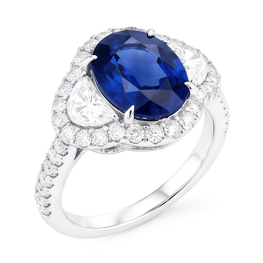 4.25 carats alliance diamant saphir bleu Sri Lanka ou blanc