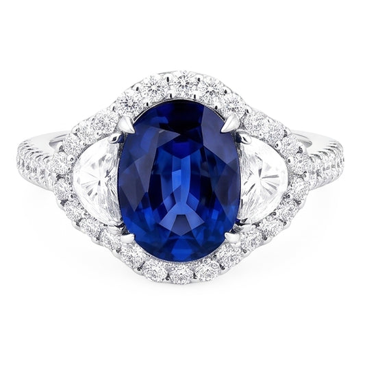 4.25 carats alliance diamant saphir bleu Sri Lanka ou blanc