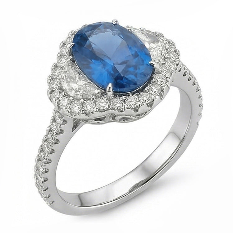 4.25 carats alliance diamant saphir bleu Sri Lanka ou blanc