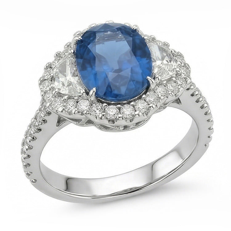 4.25 carats alliance diamant saphir bleu Sri Lanka ou blanc