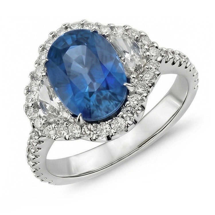 4.25 carats alliance diamant saphir bleu Sri Lanka ou blanc