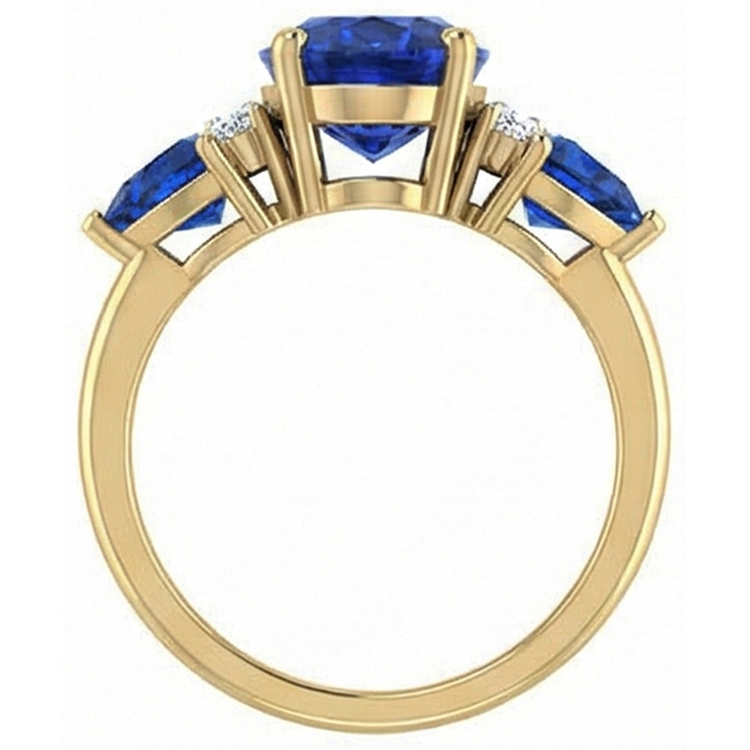 naturel trillion saphir 4.26carats bague vue de profil