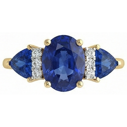naturel trillion saphir 4.26carats bague angle de côté