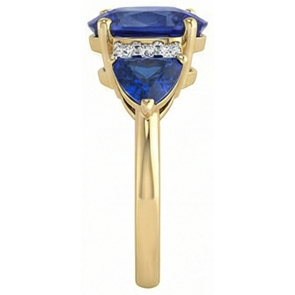 naturel trillion saphir 4.26carats bague vue de dessus