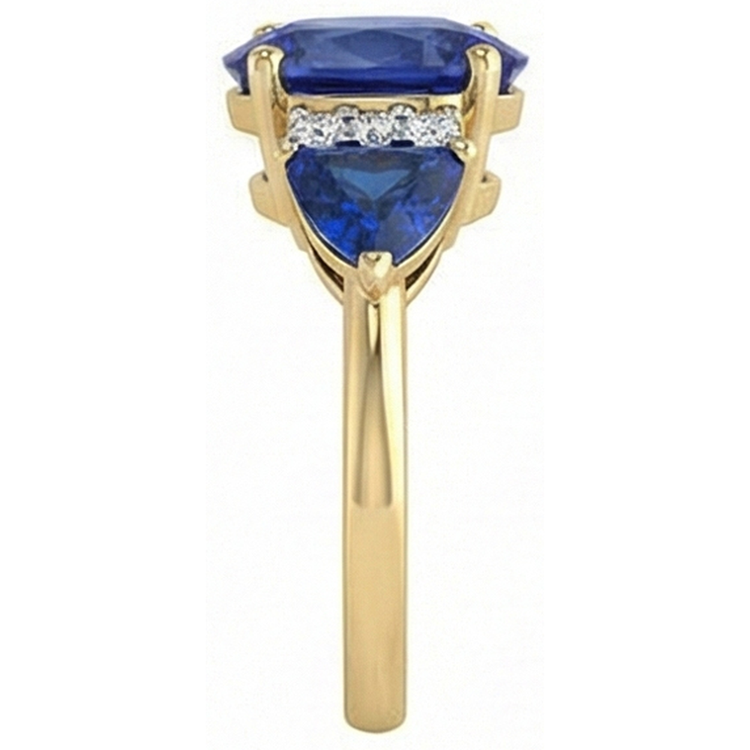 naturel trillion saphir 4.26carats bague vue de dessus