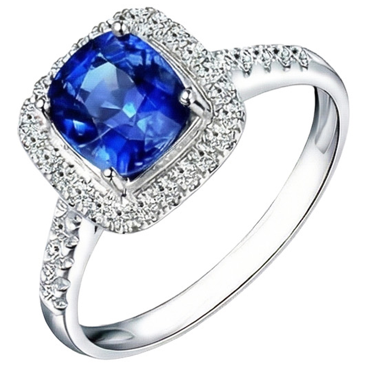 naturel cushion diamant 4.30carats bague vue de face