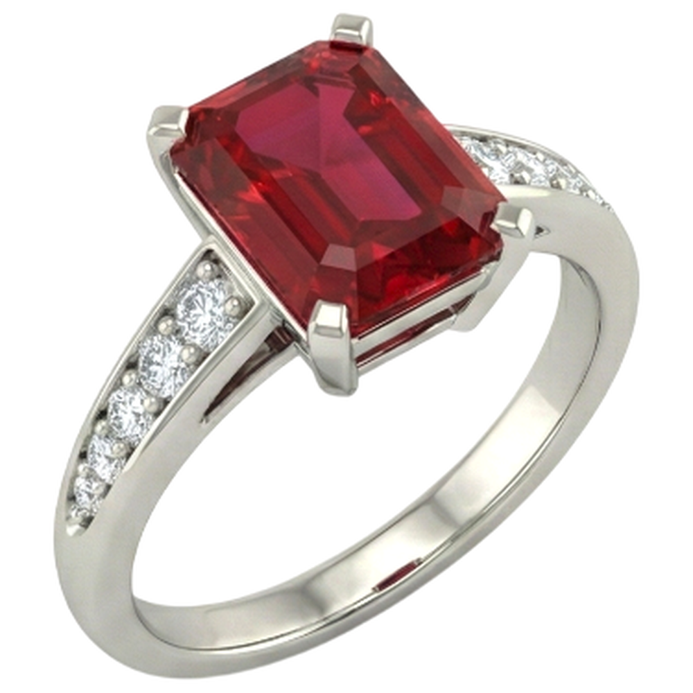 naturel rubis 4.35carats bague angle de côté