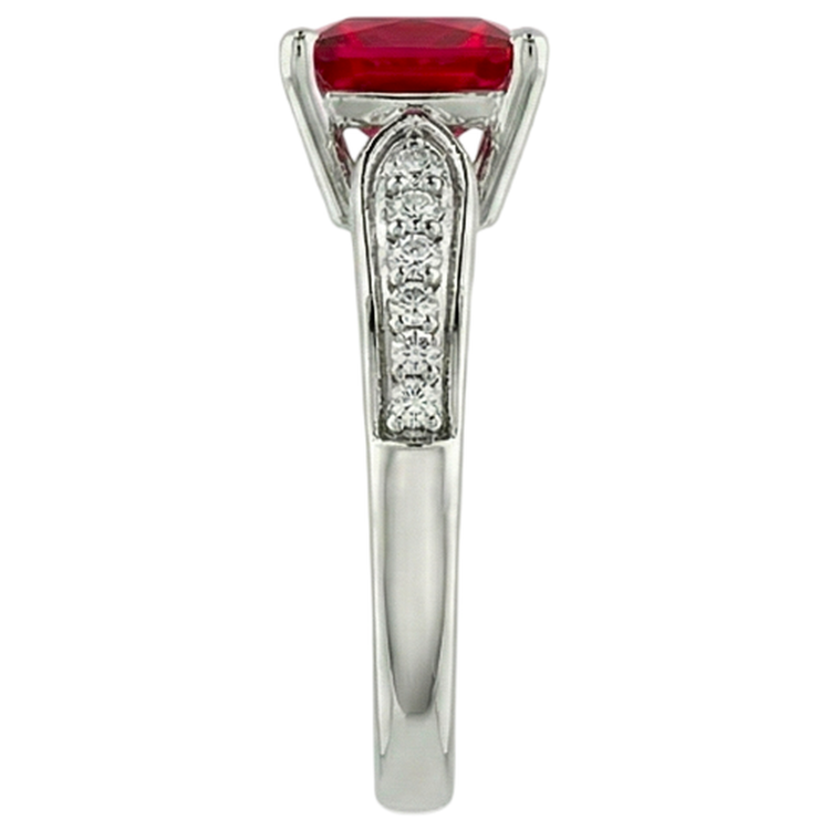 4.40 Carats Bague Princesse Rubis Rouge Et Diamant Naturels Extraits des Mines ( et non cultivés en laboratoire ) Étincelant Or 14K