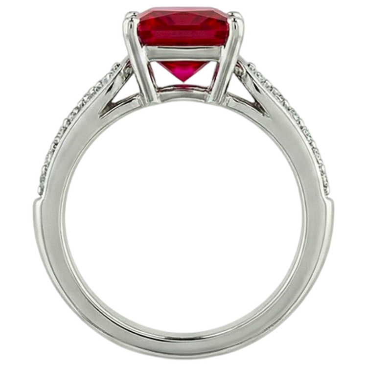 4.40 Carats Bague Princesse Rubis Rouge Et Diamant Naturels Extraits des Mines ( et non cultivés en laboratoire ) Étincelant Or 14K