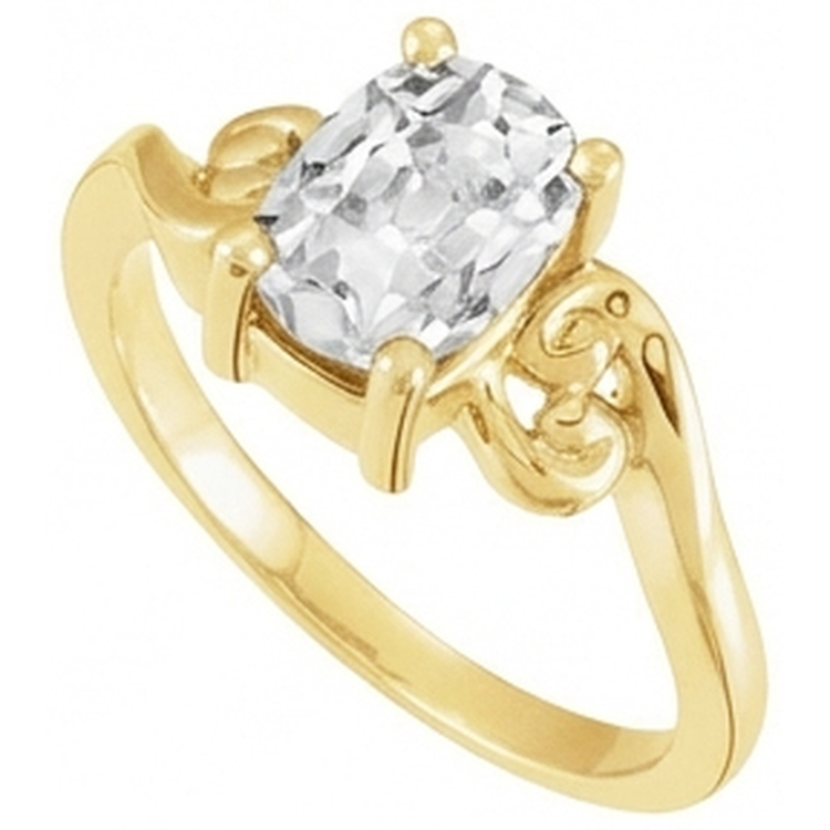 Bague Solitaire Or Jaune 14 Carats avec Diamant Fin – vue de face