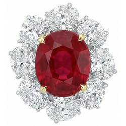 4.50 Carats Rubis Rouge Avec Diamants Naturels Extraits des Mines ( et non cultivés en laboratoire ) Bague Fleur Style Bijoux Nouveau