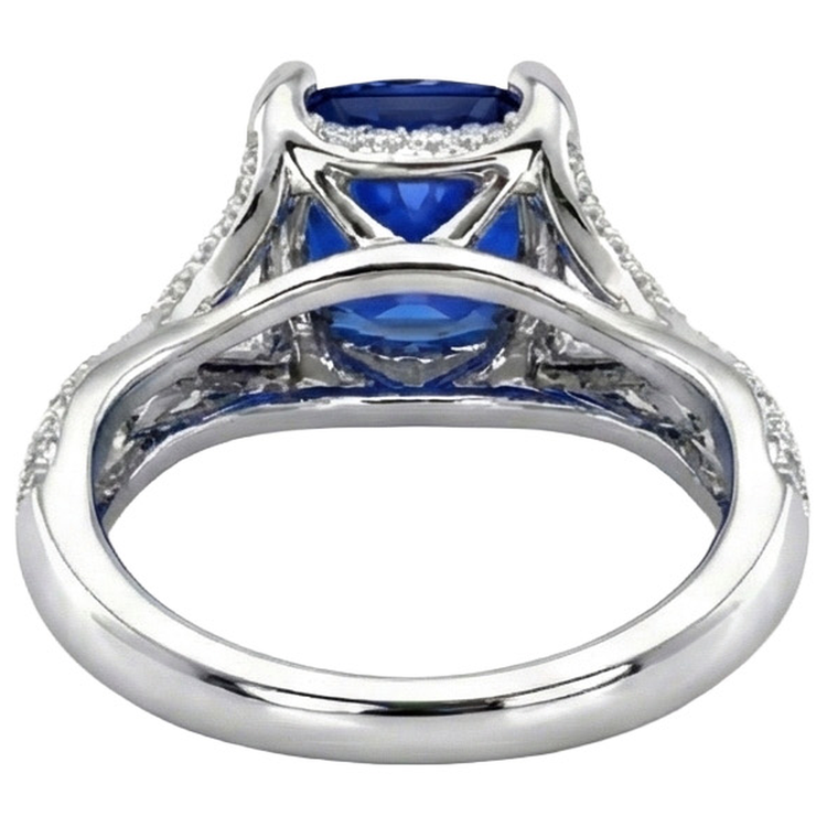 naturel cushion diamant 4.50carats bague vue de profil