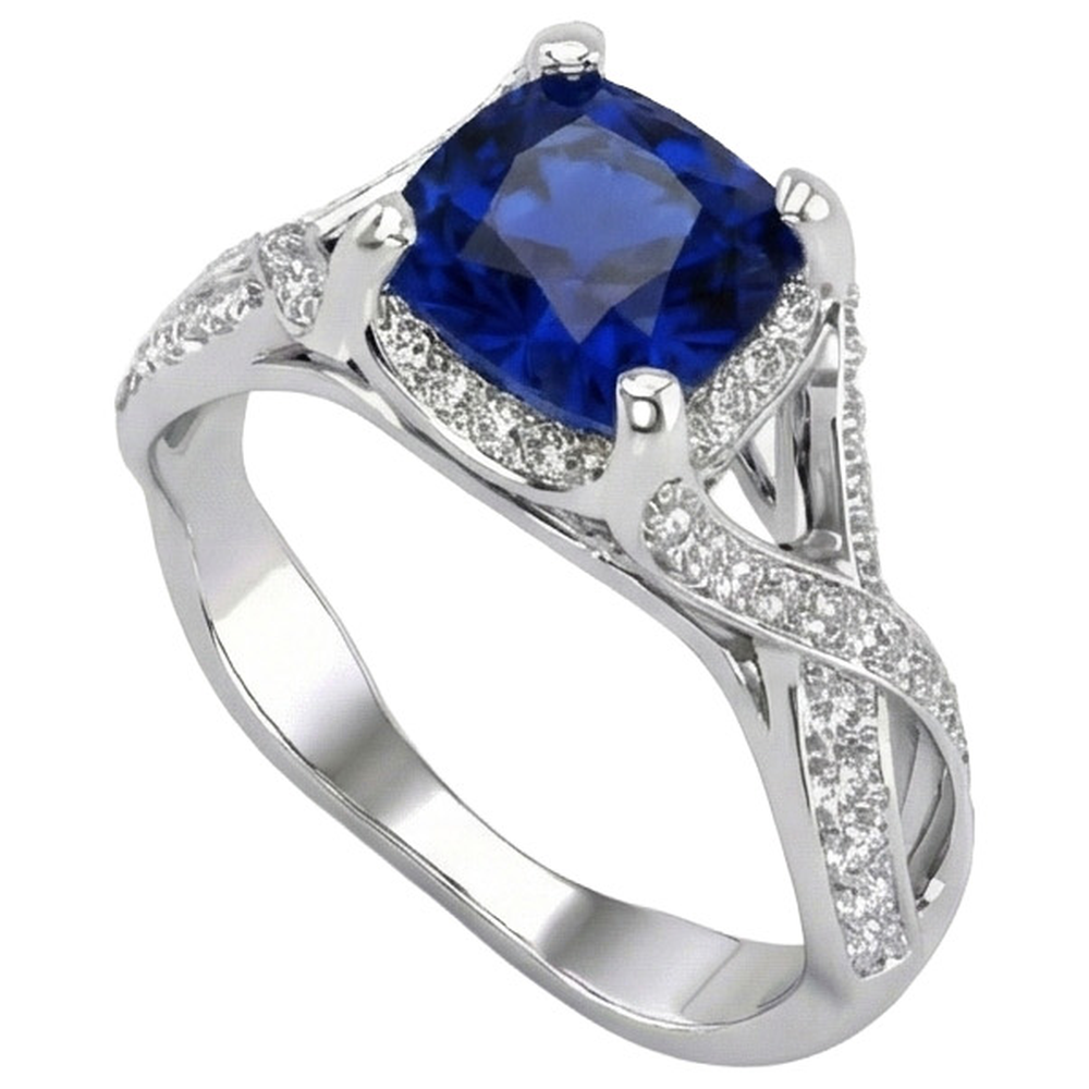 naturel cushion diamant 4.50carats bague angle de côté