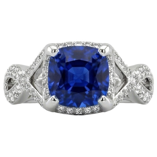naturel cushion diamant 4.50carats bague détail rapproché