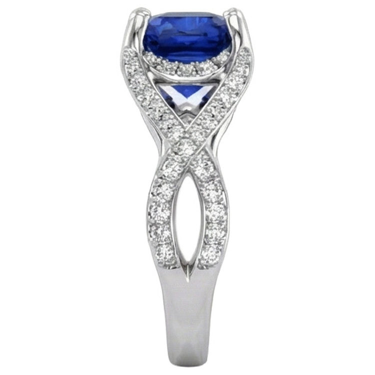 naturel cushion diamant 4.50carats bague vue de dessus
