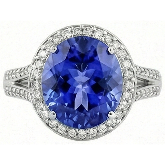 naturel round tanzanite 4.50carats bague angle de côté