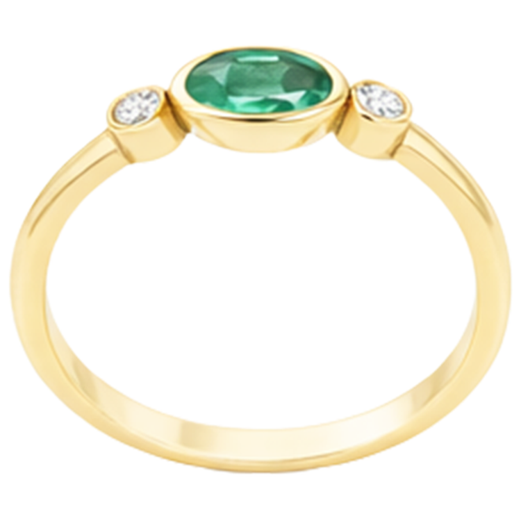4.50 carats serti clos bague de mariage émeraude Vert et diamants 3 pierres