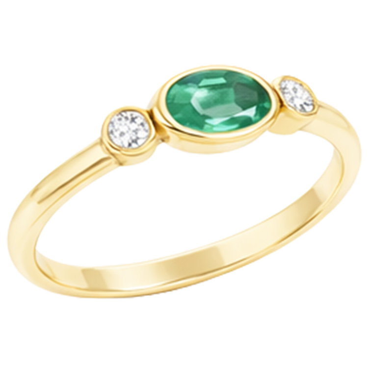 4.50 carats serti clos bague de mariage émeraude Vert et diamants 3 pierres