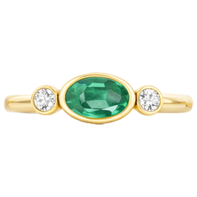 4.50 carats serti clos bague de mariage émeraude Vert et diamants 3 pierres