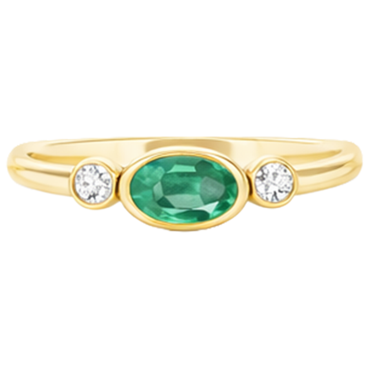 4.50 carats serti clos bague de mariage émeraude Vert et diamants 3 pierres