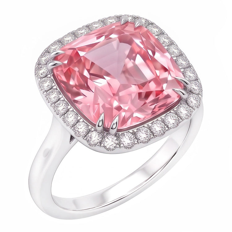 4.50 ct. Bague Diamant Naturels Extraits des Mines ( et non cultivés en laboratoire ) Coussin Saphir Rose