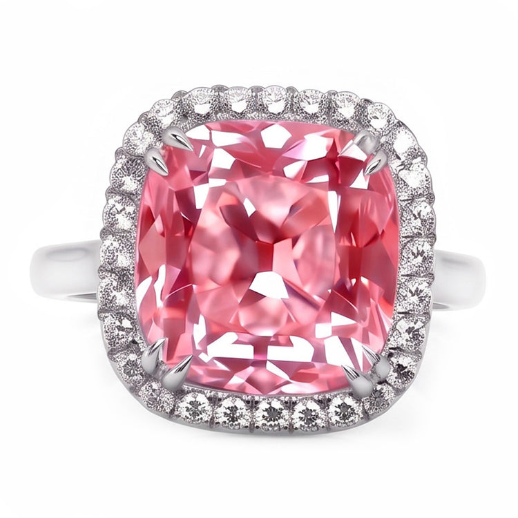 4.50 ct. Bague Diamant Naturels Extraits des Mines ( et non cultivés en laboratoire ) Coussin Saphir Rose
