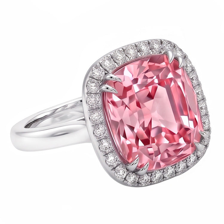 4.50 ct. Bague Diamant Naturels Extraits des Mines ( et non cultivés en laboratoire ) Coussin Saphir Rose
