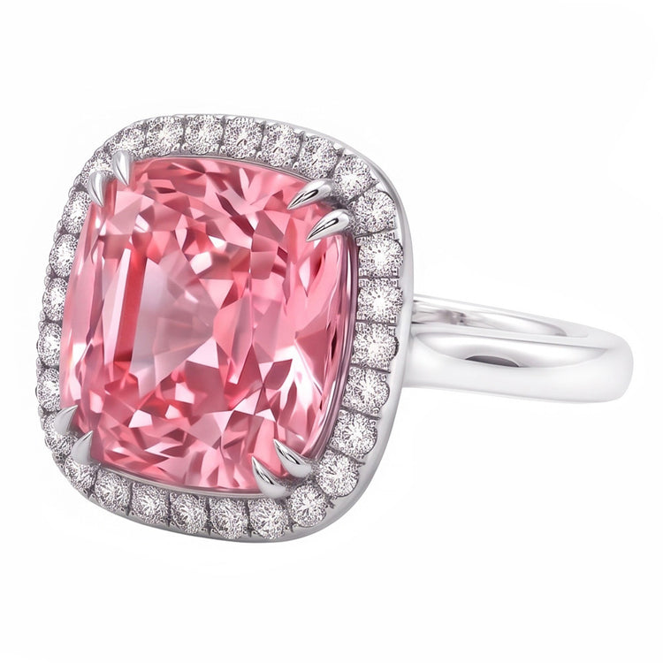 4.50 ct. Bague Diamant Naturels Extraits des Mines ( et non cultivés en laboratoire ) Coussin Saphir Rose