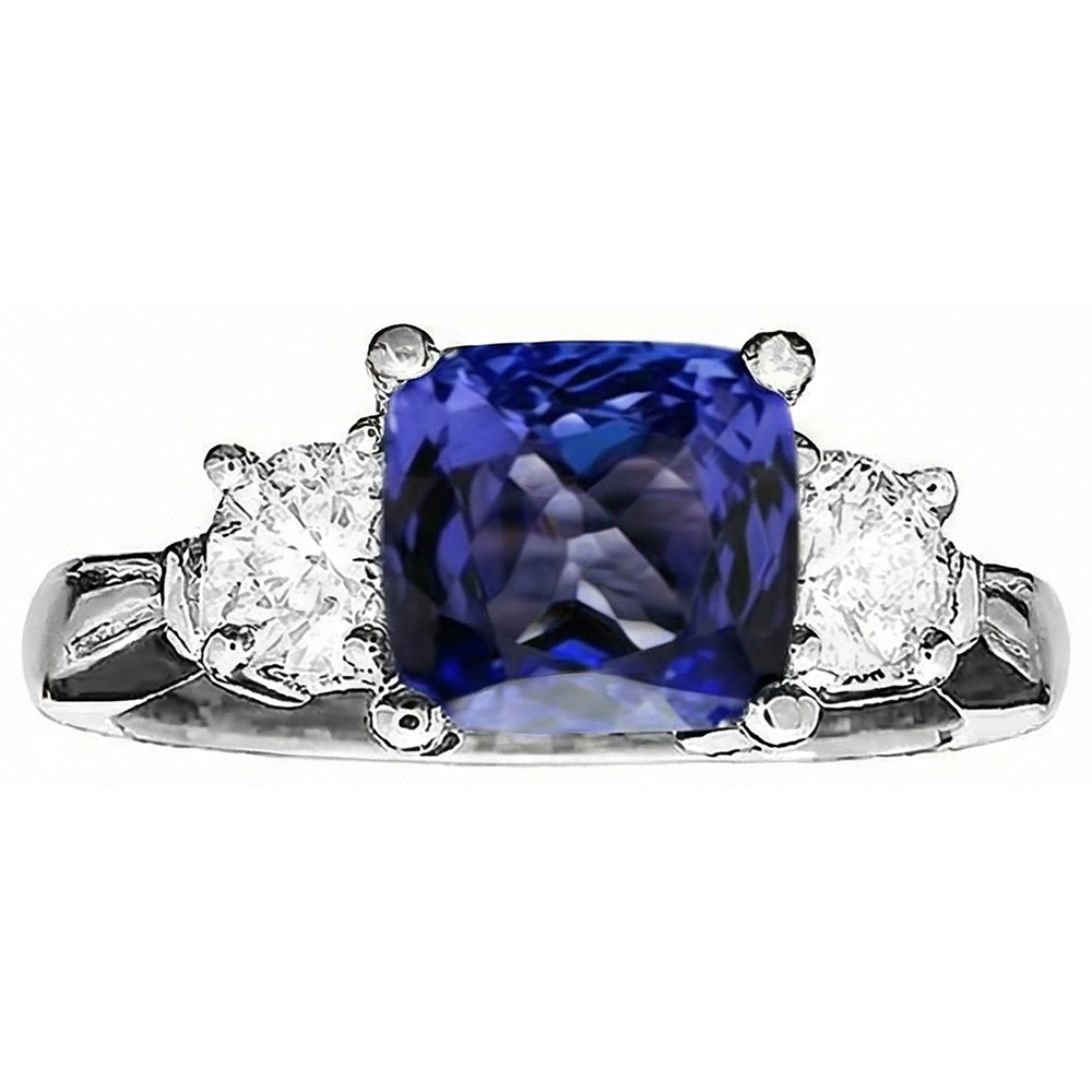 naturel round tanzanite 4.51carats bague angle de côté