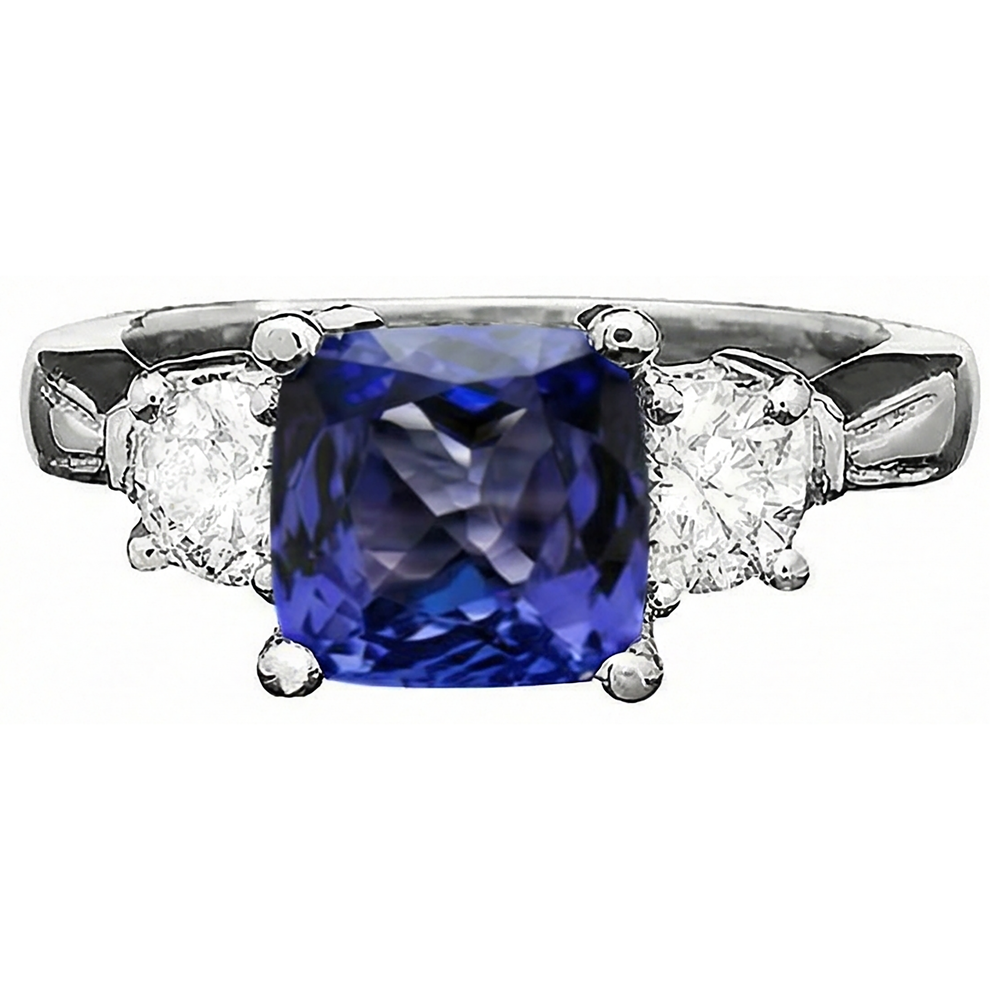 naturel round tanzanite 4.51carats bague détail rapproché