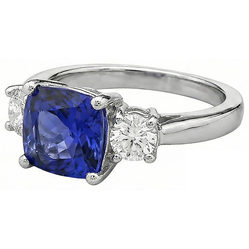 naturel round tanzanite 4.51carats bague vue de dessus