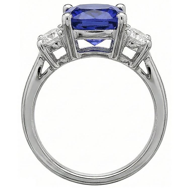 naturel round tanzanite 4.51carats bague sur blanc