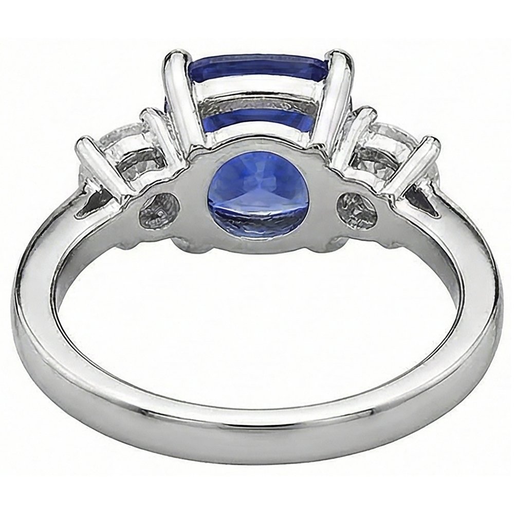 naturel round tanzanite 4.51carats bague avec accents diamants
