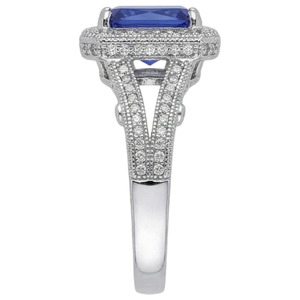 naturel radiant tanzanite 4.51carats bague vue de dessus