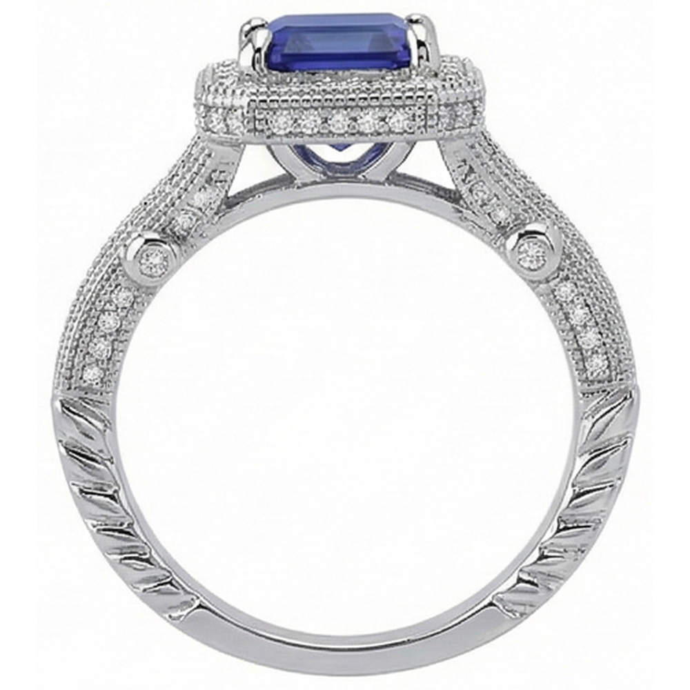 naturel radiant tanzanite 4.51carats bague vue de profil
