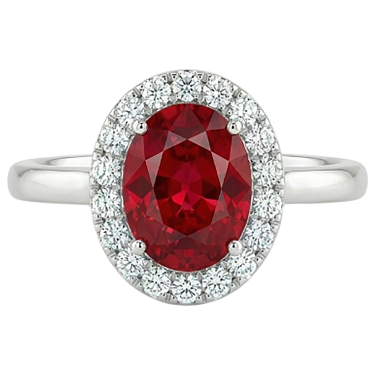 4.55 carats rubis avec diamants bague sertie or blanc 14 carats