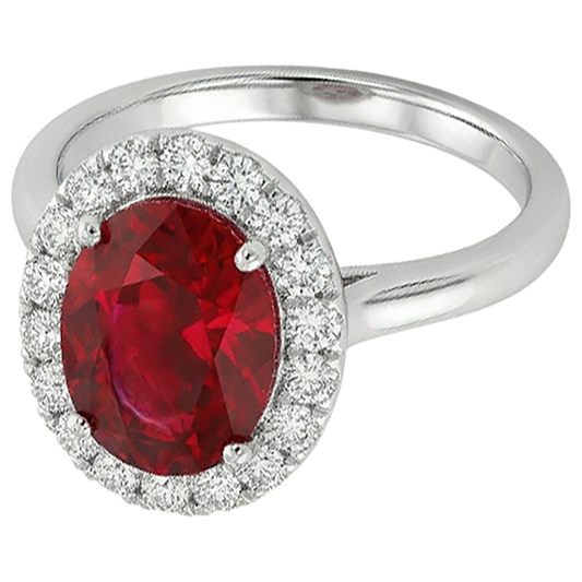 4.55 carats rubis avec diamants bague sertie or blanc 14 carats