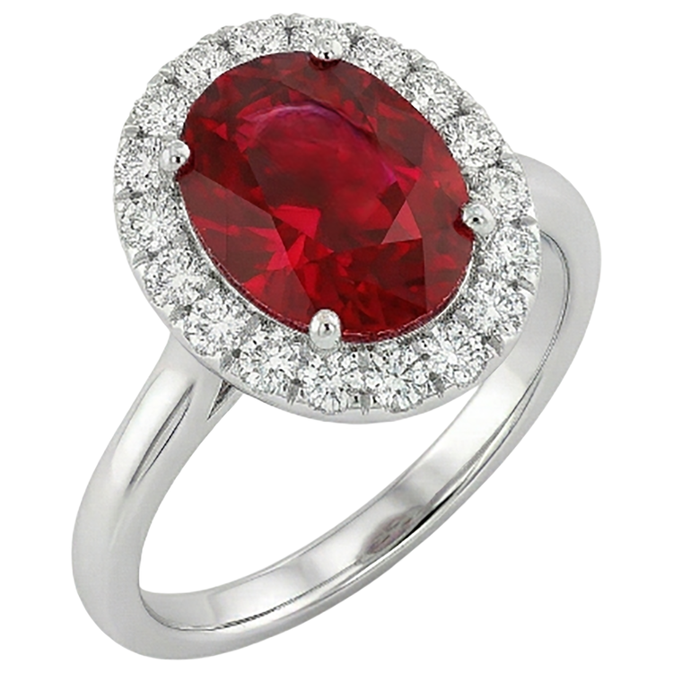 4.55 carats rubis avec diamants bague sertie or blanc 14 carats