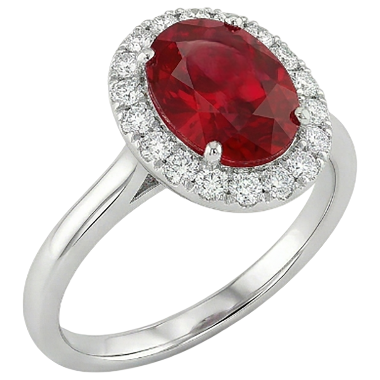 4.55 carats rubis avec diamants bague sertie or blanc 14 carats