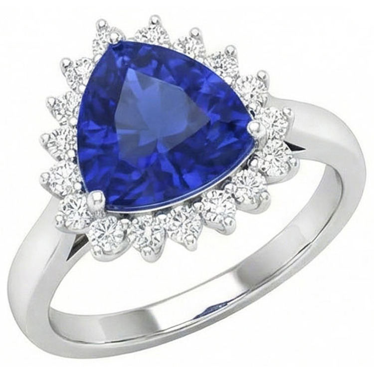 naturel trillion diamant 4.60carats bague vue de face