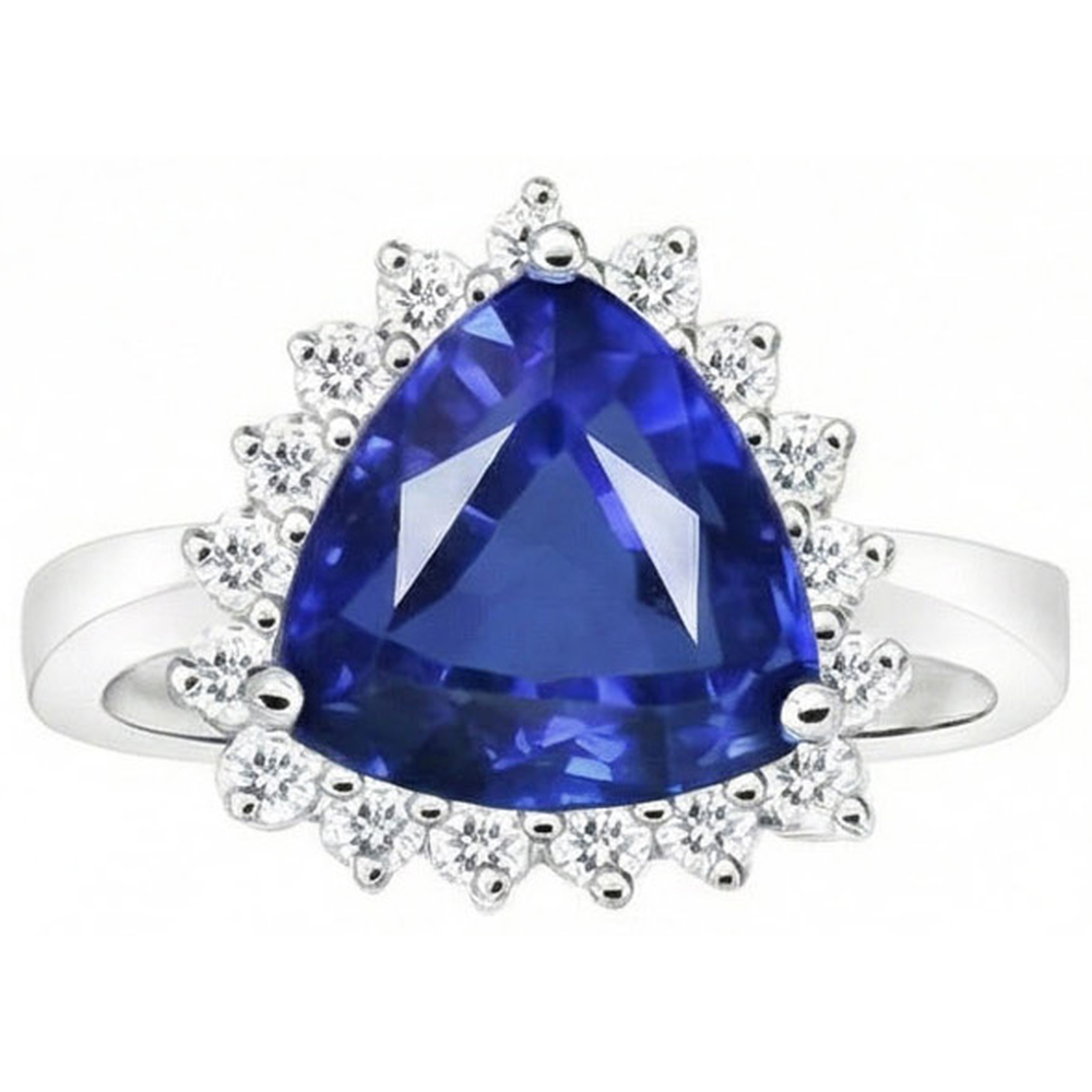 naturel trillion diamant 4.60carats bague angle de côté