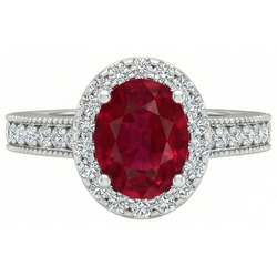 4.60 Carats Rubis Rouge Avec Diamants Naturels Extraits des Mines ( et non cultivés en laboratoire ) Bague Or Blanc 14K