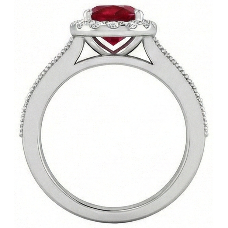 4.60 Carats Rubis Rouge Avec Diamants Naturels Extraits des Mines ( et non cultivés en laboratoire ) Bague Or Blanc 14K