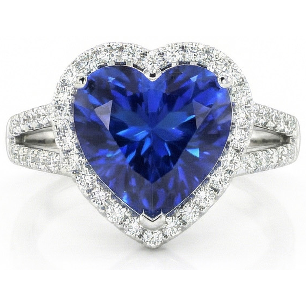 naturel heart diamant 4.60carats bague vue de face