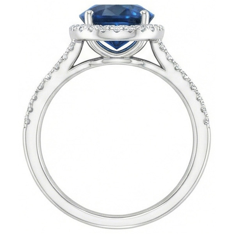 4.65 carats bague de mariage ovale ceylan bleu saphir diamant