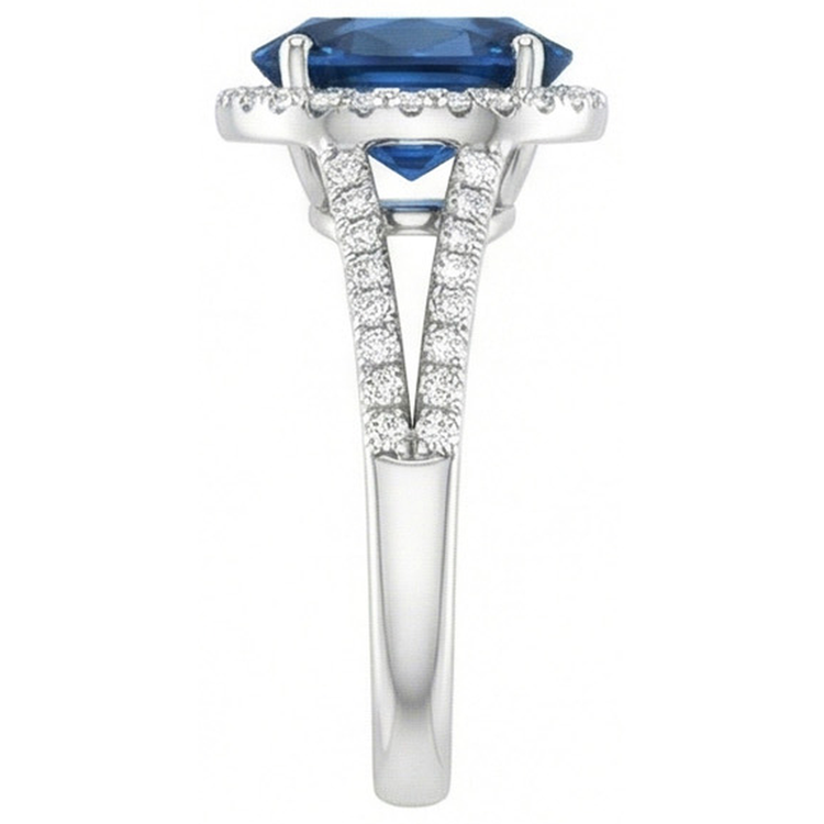 4.65 carats bague de mariage ovale ceylan bleu saphir diamant