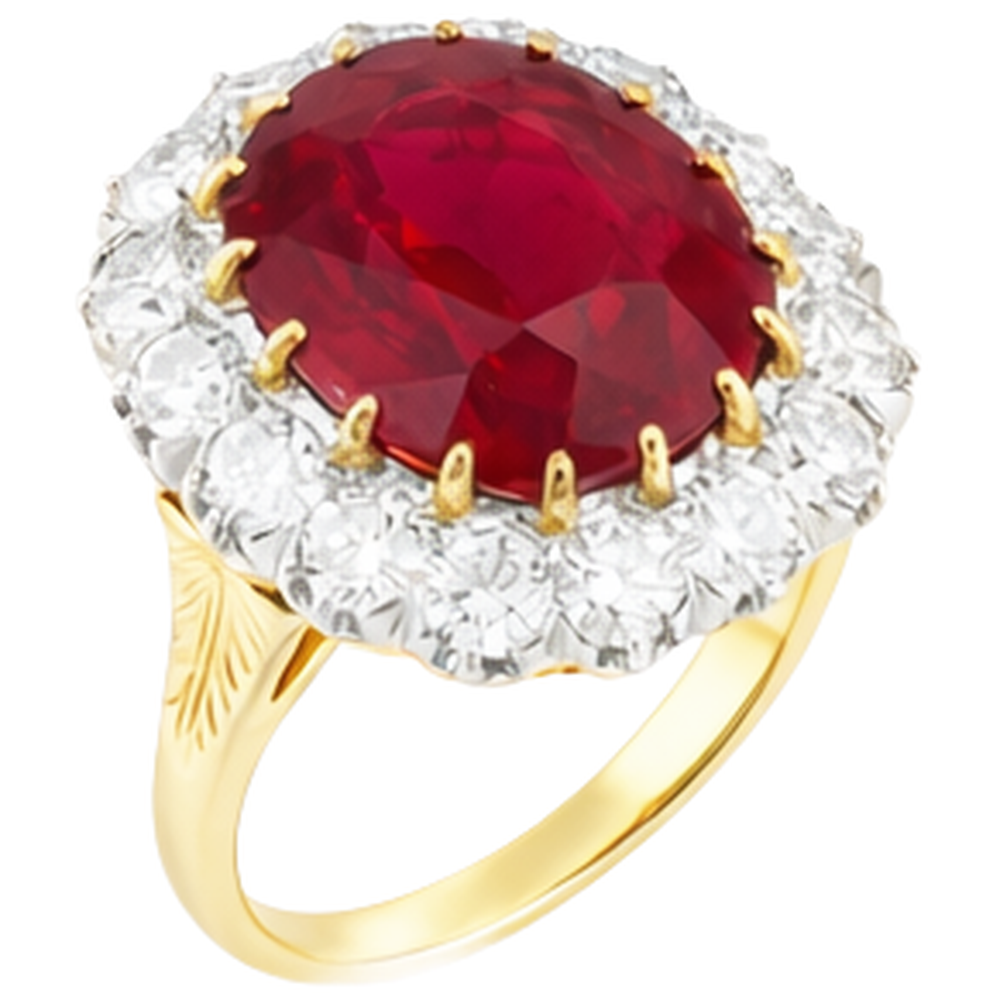 Exquis Rubis Birman Bague avec Gemme 4,70 carats – vue de face