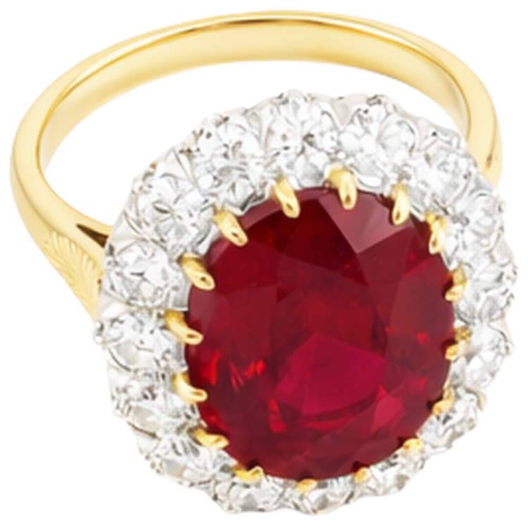 Rubis Birman Bague avec Gemme 4,70-carats Or 14K Bicolore – vue de côté