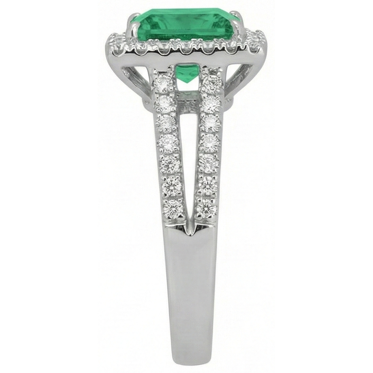 4.75 carats Bague diamant émeraude verte taille princesse WG 14K bijoux