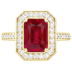 4.75 ct bague de mariage rubis taille émeraude rouge et diamants or jaune